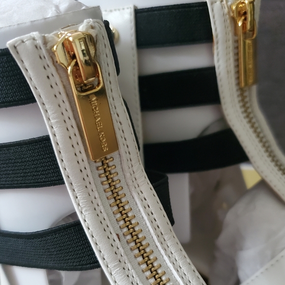 Michael Kors Codie Black & White Leather Sandal - Picture 9 of 12